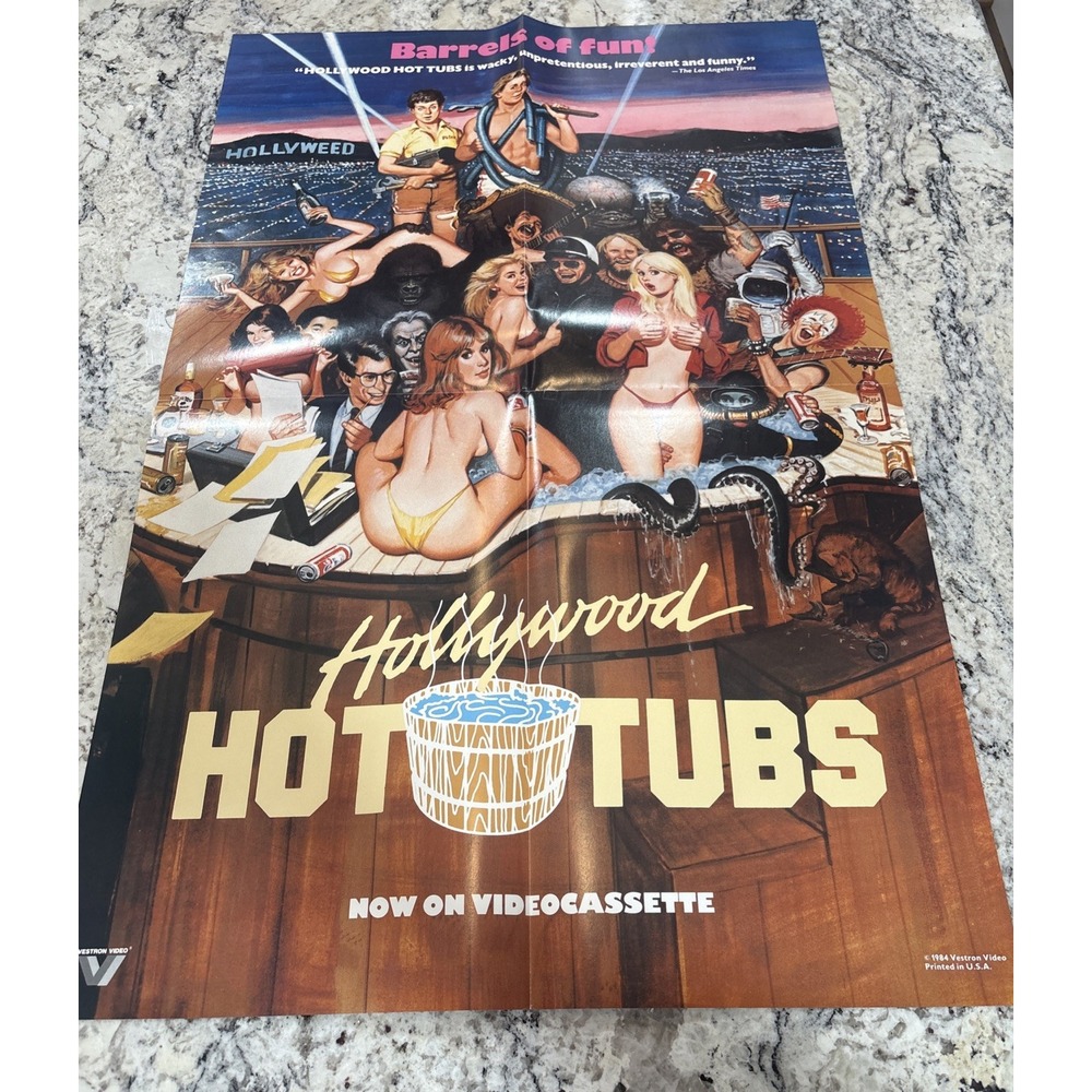 Vintage Hollywood Hot Tubs Movie Video VHS Promo Poster Funny Hot Chicks Comedy